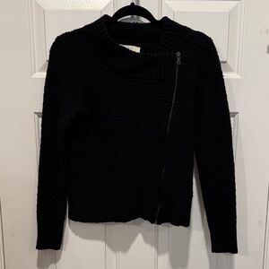 LOFT Black Women's Asymmetrical Zip Cardigan Sweater